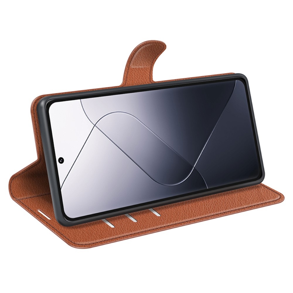 Litchi könyv tok a Xiaomi 14 Pro-hoz - barna