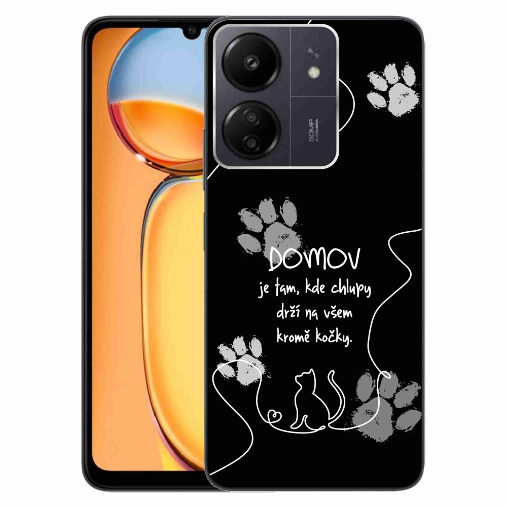 Gél borítás mmCase a Xiaomi Poco C65/Redmi 13C készülékhez - macska motívum fekete háttérrel