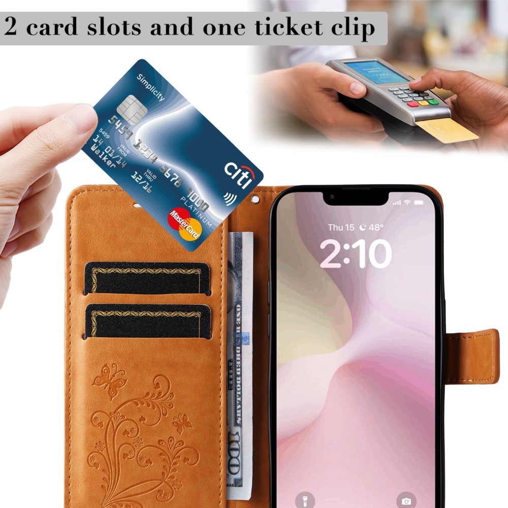 Nagy pillangó könyvtáska iPhone 16e készülékhez - sárga