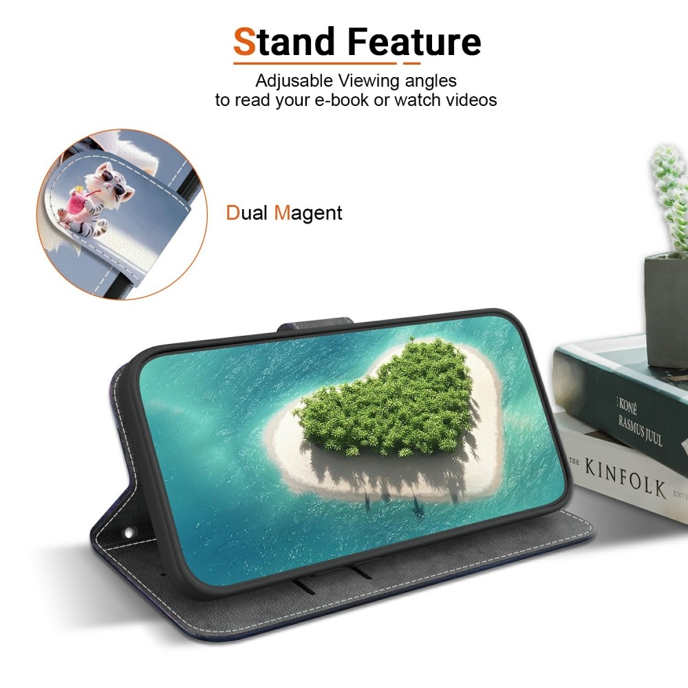 Sokoldalú könyvtáska Samsung Galaxy A06 4G készülékhez - fehér tigris