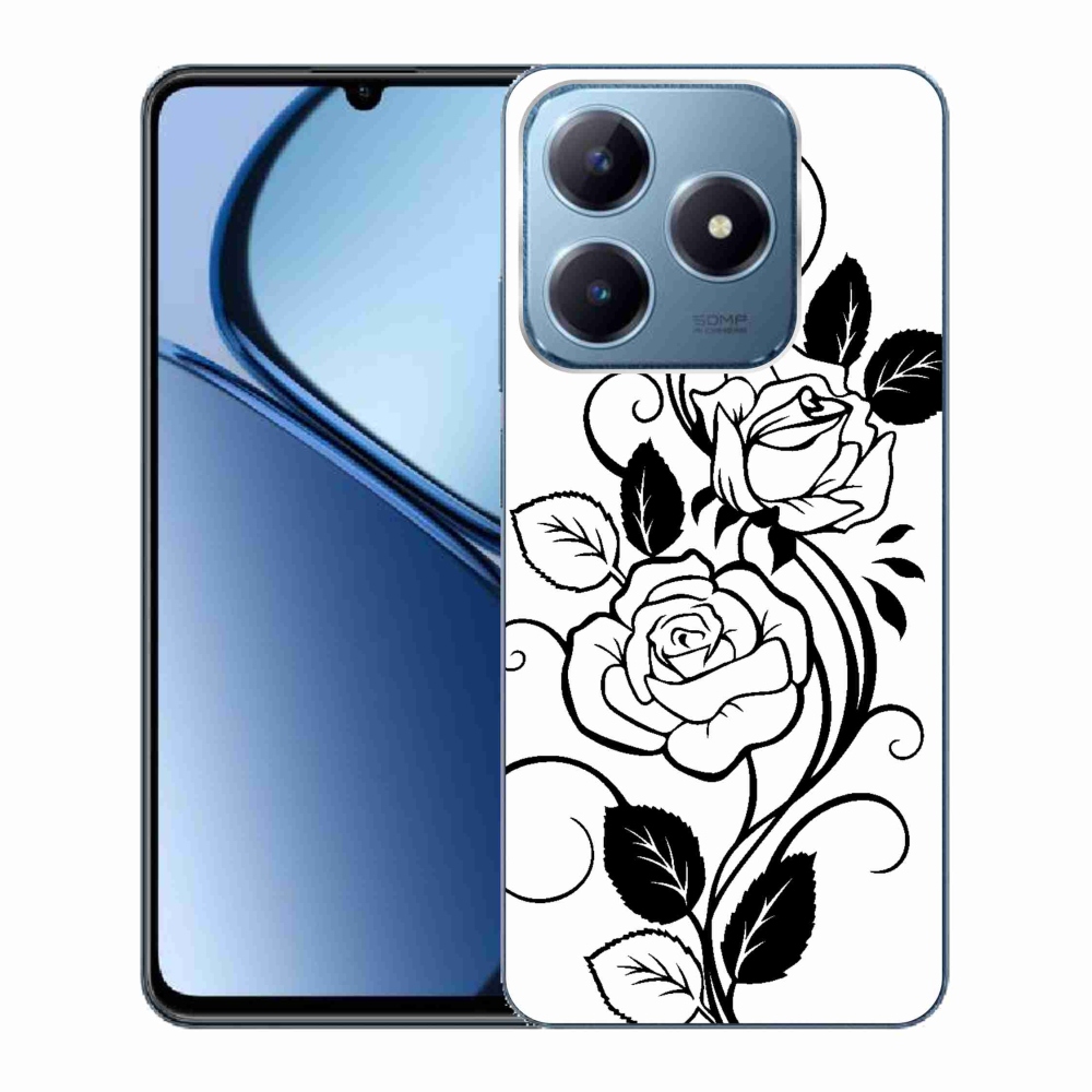 Gél borítás mmCase a Realme C63 készülékhez - fekete és fehér rózsa
