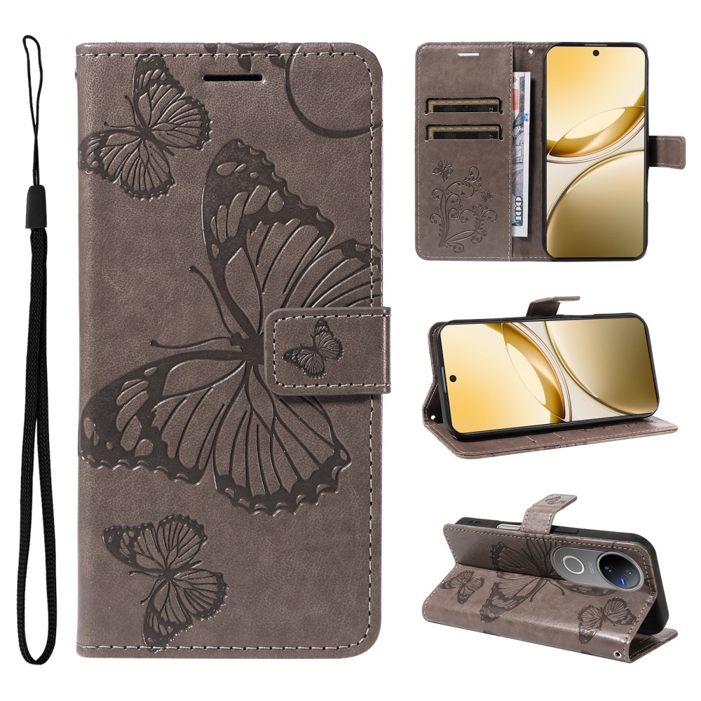 Nagy pillangó könyv tok a Vivo V50 5G-hez - szürke