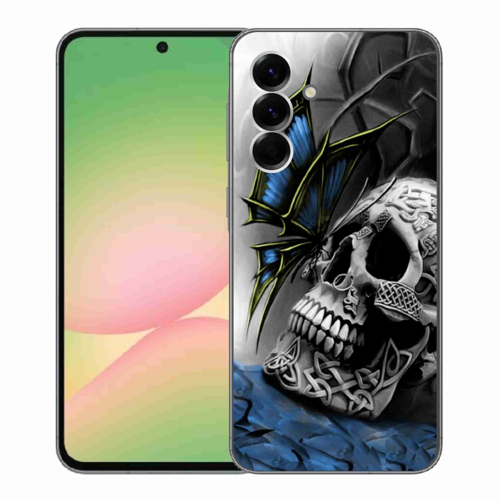 Gél borító mmCase Samsung Galaxy A56 5G - pillangó és koponya - Samsung Galaxy A56 5G számára