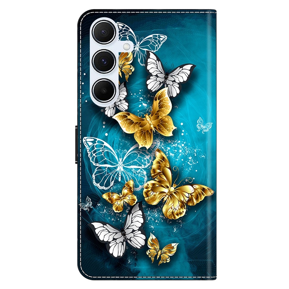 Firmly book tok Samsung Galaxy A17 4G/5G/A26 5G - arany és fehér lepkék