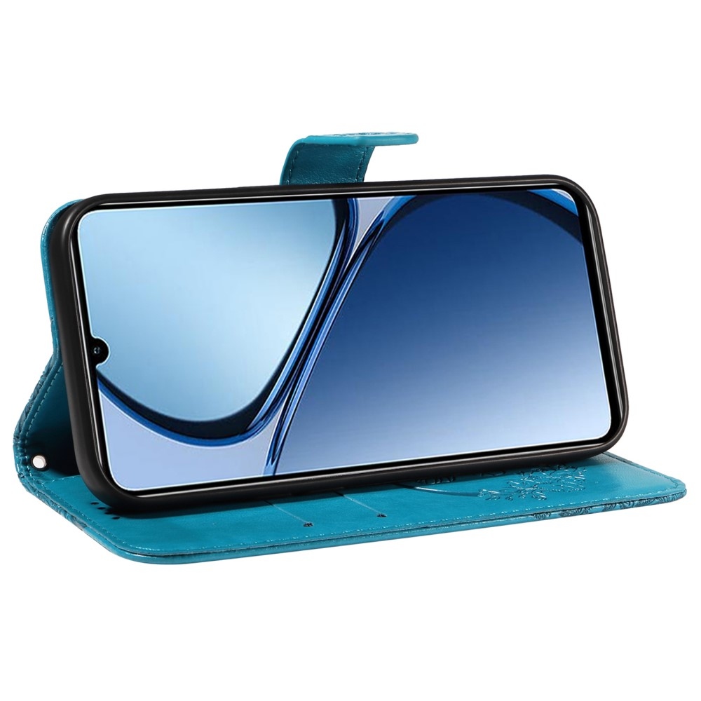 Virágos pillangó könyvtáska Realme C61/C63 készülékhez - kék