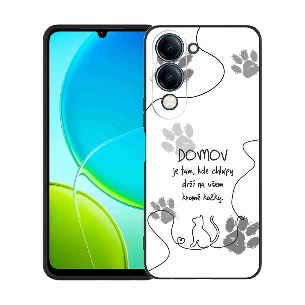 Gél borító mmCase a Vivo Y29s 5G készülékhez - macska motívum fehér háttérrel