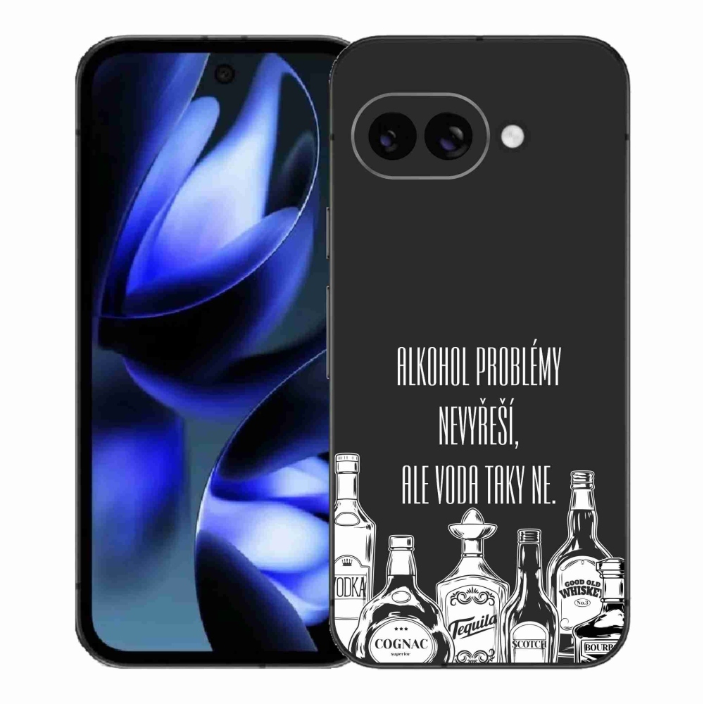 Gél borító mmCase a Google Pixel 9a számára - vicces szöveg fekete háttérrel