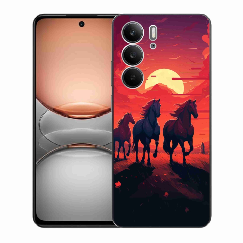 Gél borítás mmCase a Realme C75 készülékhez - lovak és naplemente