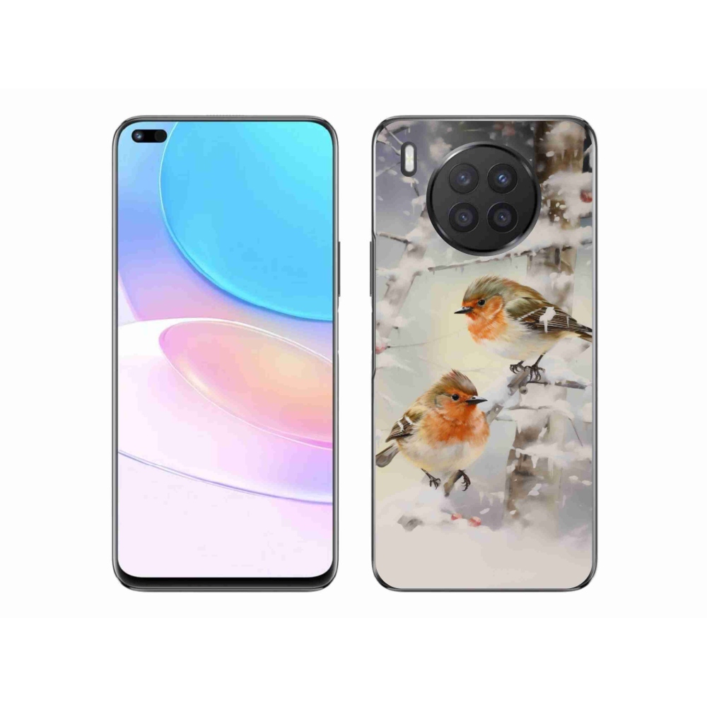 Gél borítás mmCase a Huawei Nova 8i számára - madarak télen