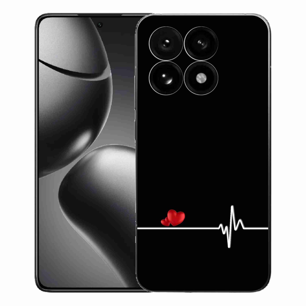 Gél borító mmCase a Xiaomi 15T-hez - szív és szívverés fekete háttérrel
