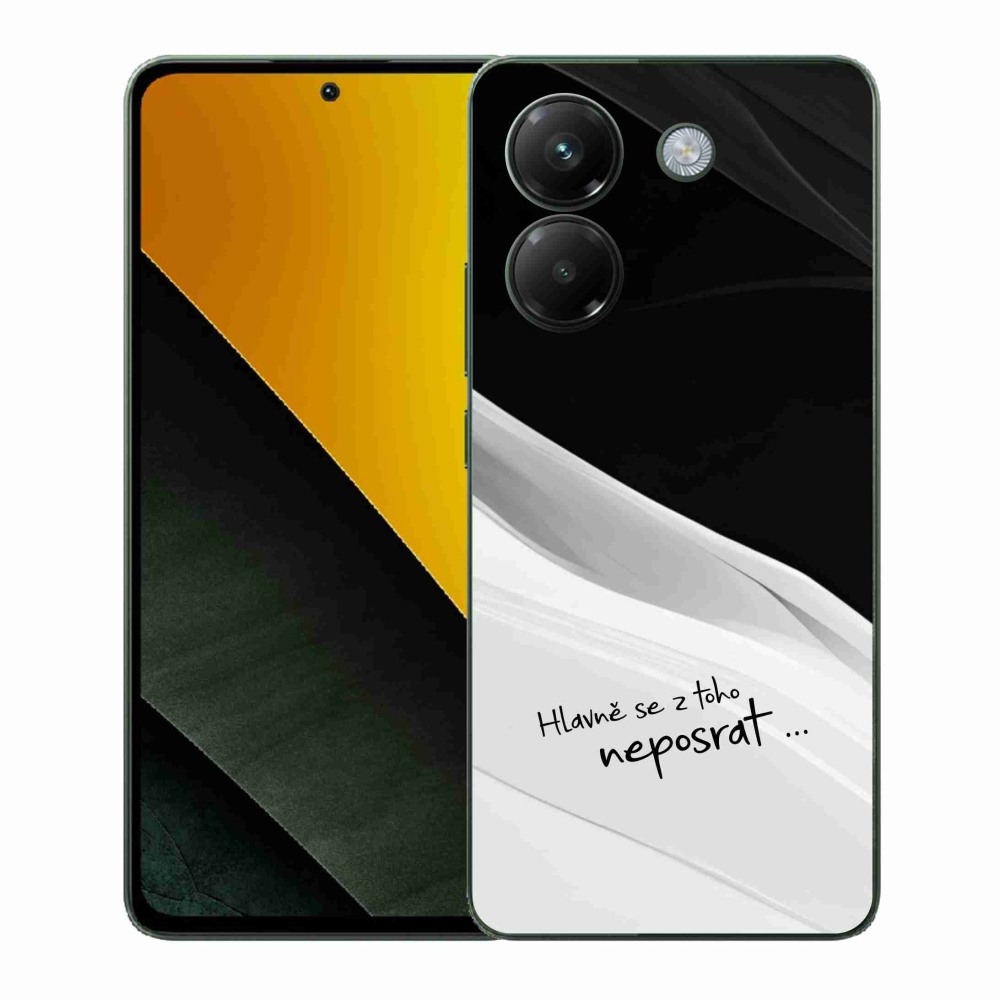 Gél borító mmCase a Xiaomi Poco M7 Pro 5G-hez - vicces szöveg 13 fekete és fehér háttérrel