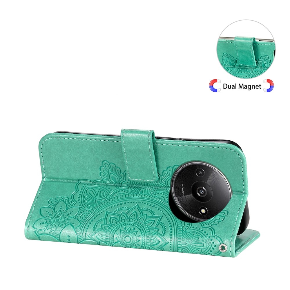 Mandala könyv tok Xiaomi Redmi A3-hoz - teal színű
