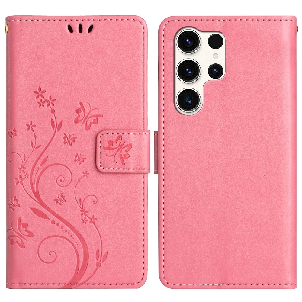 Virágok könyv tok Samsung Galaxy S25 Ultra készülékhez - rózsaszín