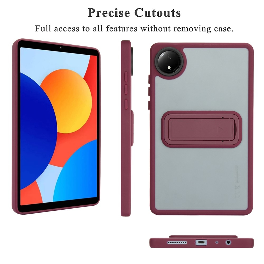 Skiny zselés tok fix hátlappal és flip állvánnyal Xiaomi Redmi Pad SE 8.7 készülékhez - bordó színű