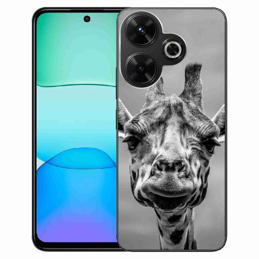 Gél borítás mmCase a Xiaomi Redmi 13 4G/Poco M6 4G számára - fekete-fehér zsiráf