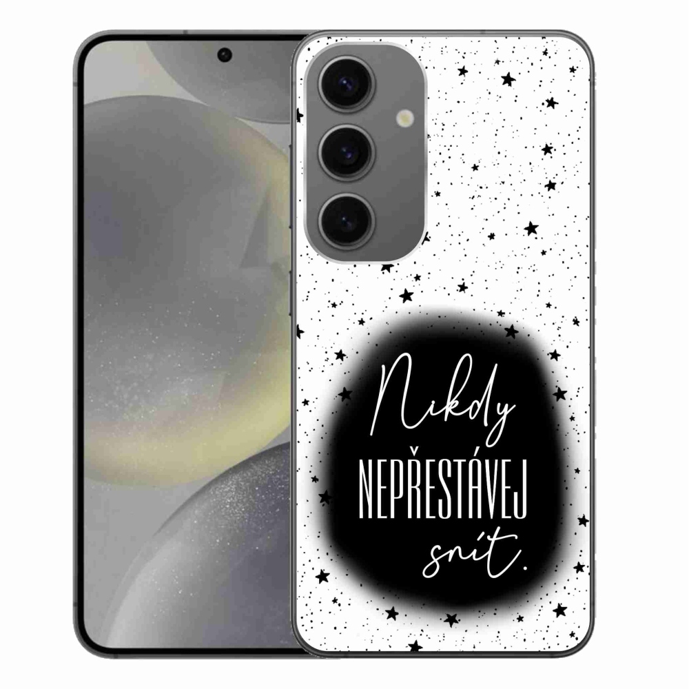 Zselés borítás mmCase Samsung Galaxy S24+ - idézet 1 fekete és fehér háttérrel