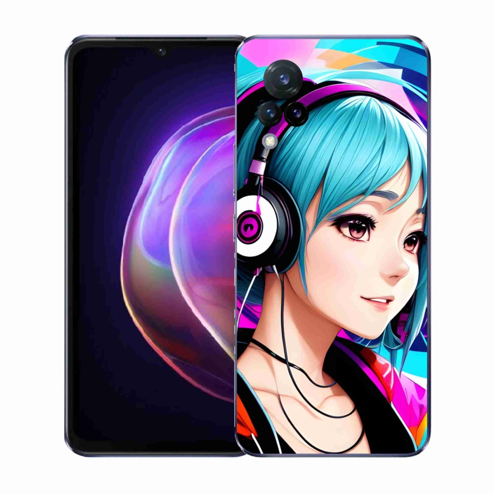 Gél borító mmCase a Vivo V21 4G/5G-n - lány fejhallgatóval