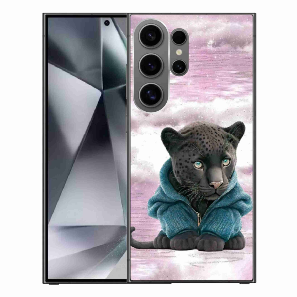 Zselés borítás mmCase Samsung Galaxy S24 Ultra készülékhez - fekete párduc pulóverben