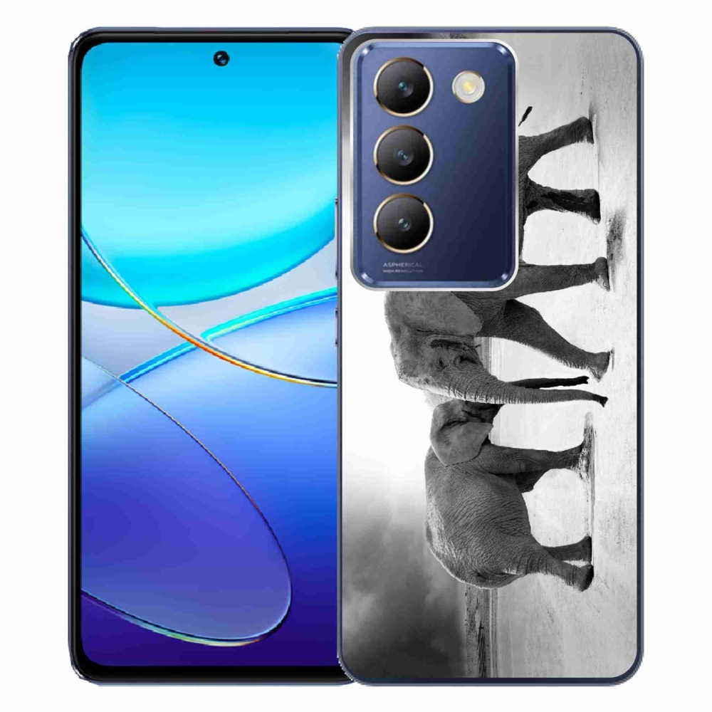 Gél borítás mmCase a Vivo V40 SE 4G/5G készülékhez - fekete és fehér elefántok