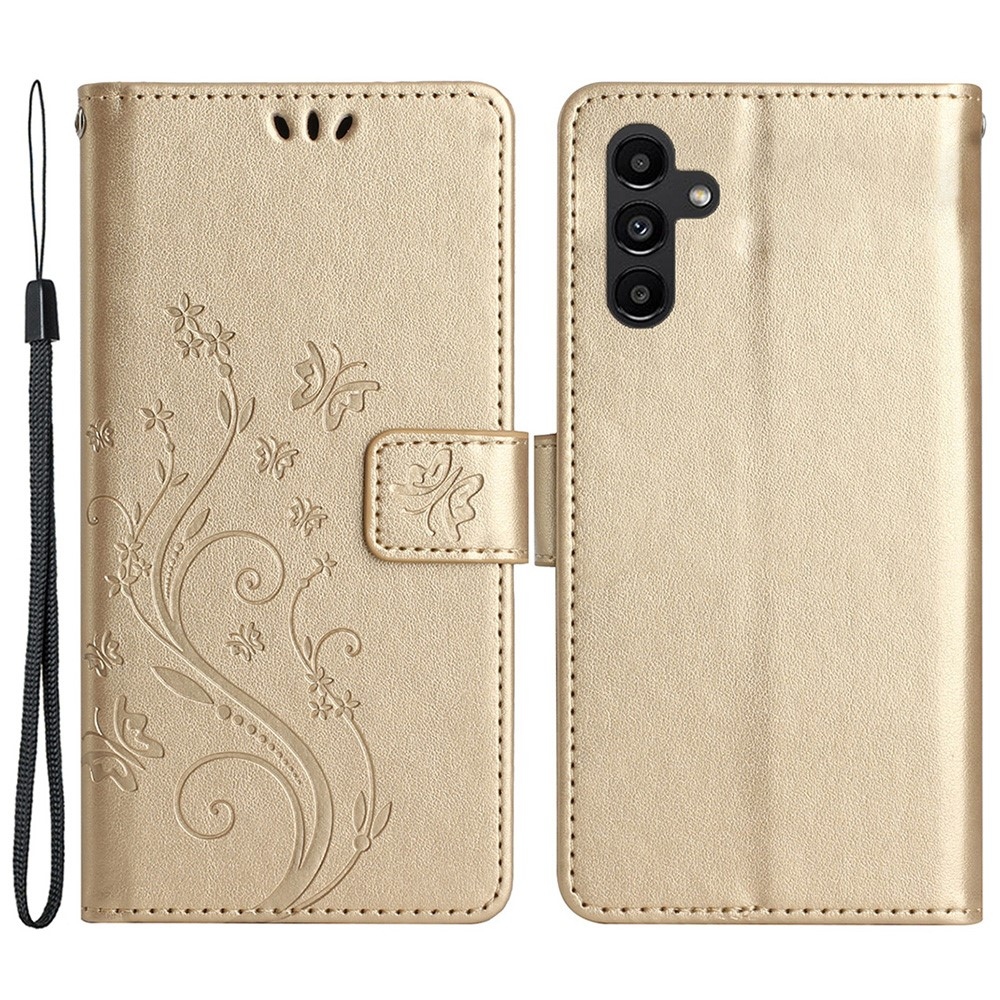 Virágok könyv tok Samsung Galaxy S23 FE készülékhez - arany színű