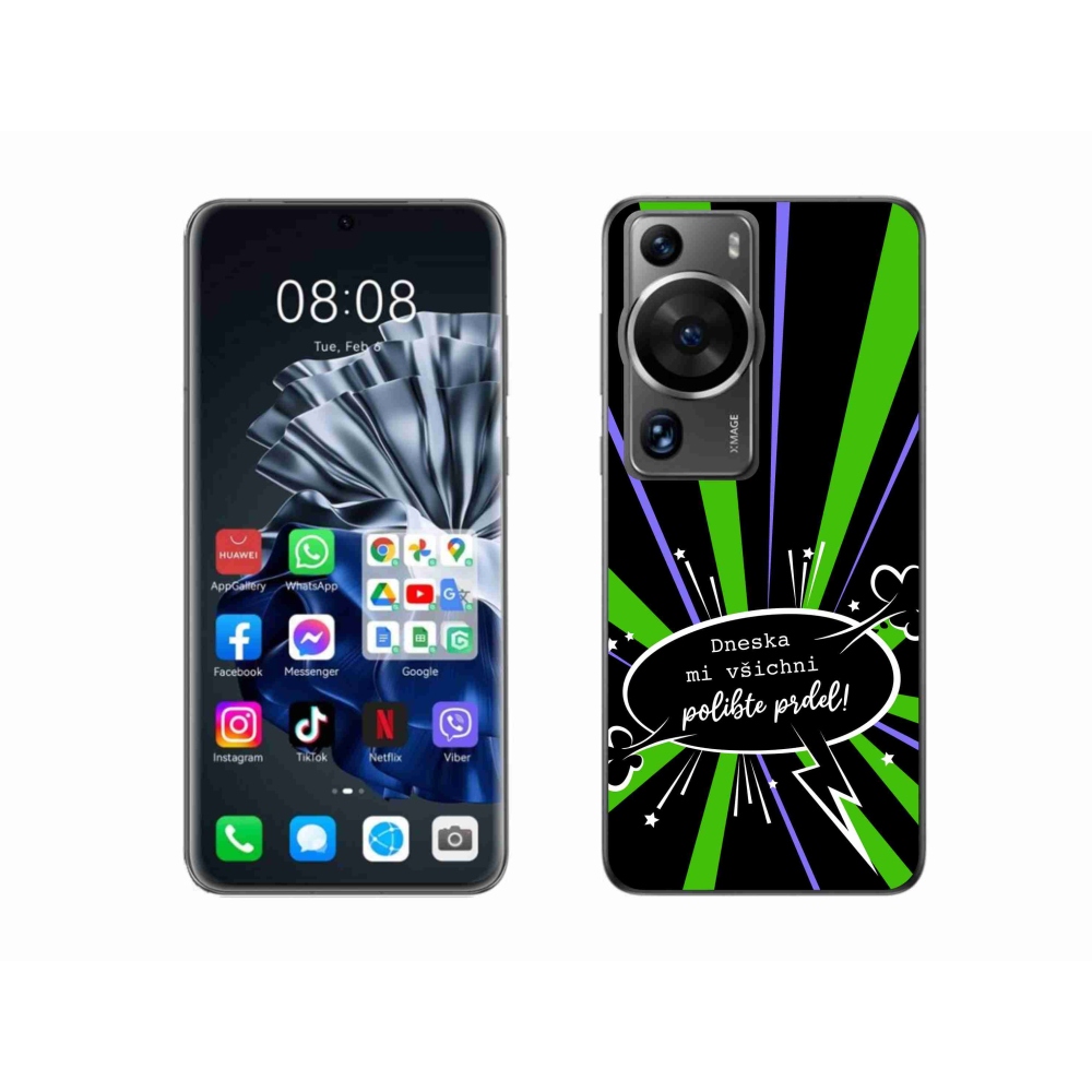 Gél borító mmCase a Huawei P60 Pro készülékhez - vicces szöveg 15 fekete háttér