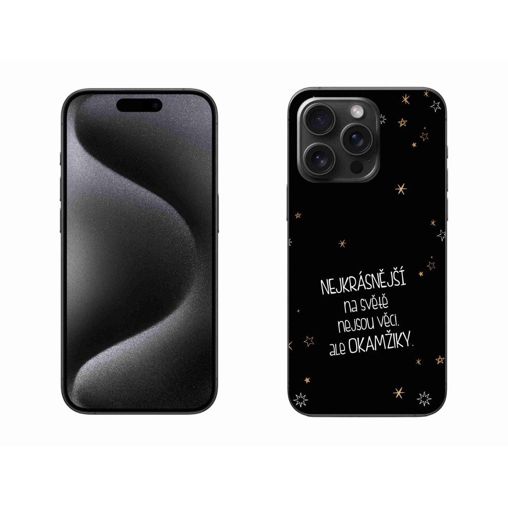 Gél borítás mmCase iPhone 15 Pro Max készülékhez - Idézet 4 fekete háttér