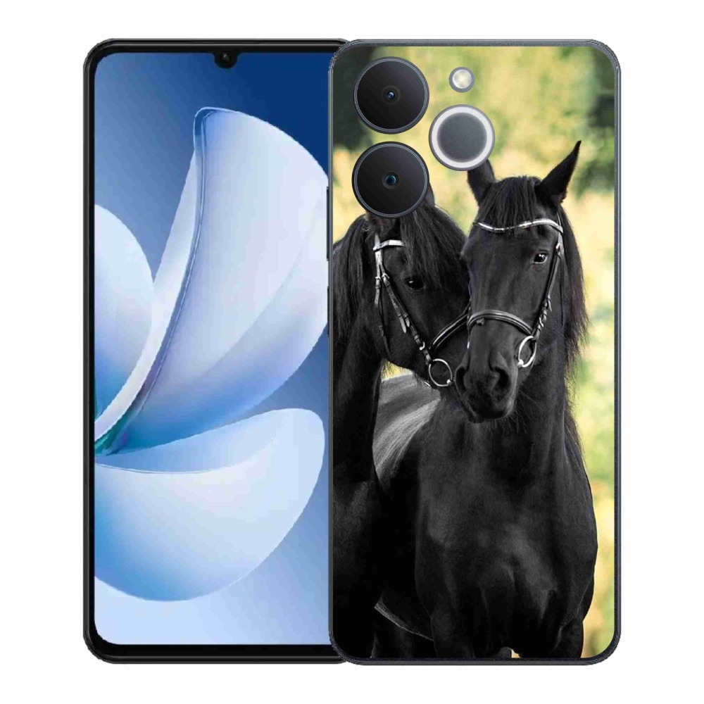 Gél borítás mmCase a Realme Note 70T számára - két fekete ló