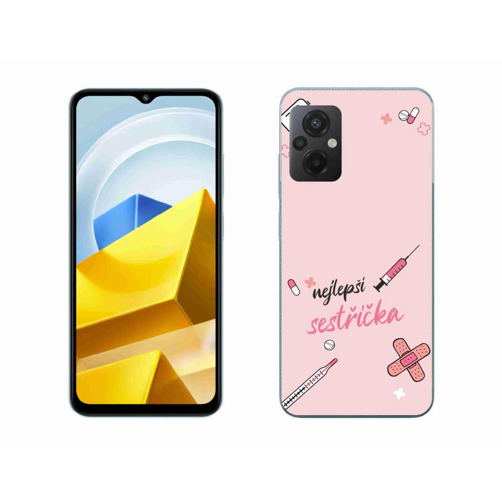 Gél borító mmCase a Xiaomi Poco M5 4G-n - a legjobb kishúg rózsaszín háttérrel