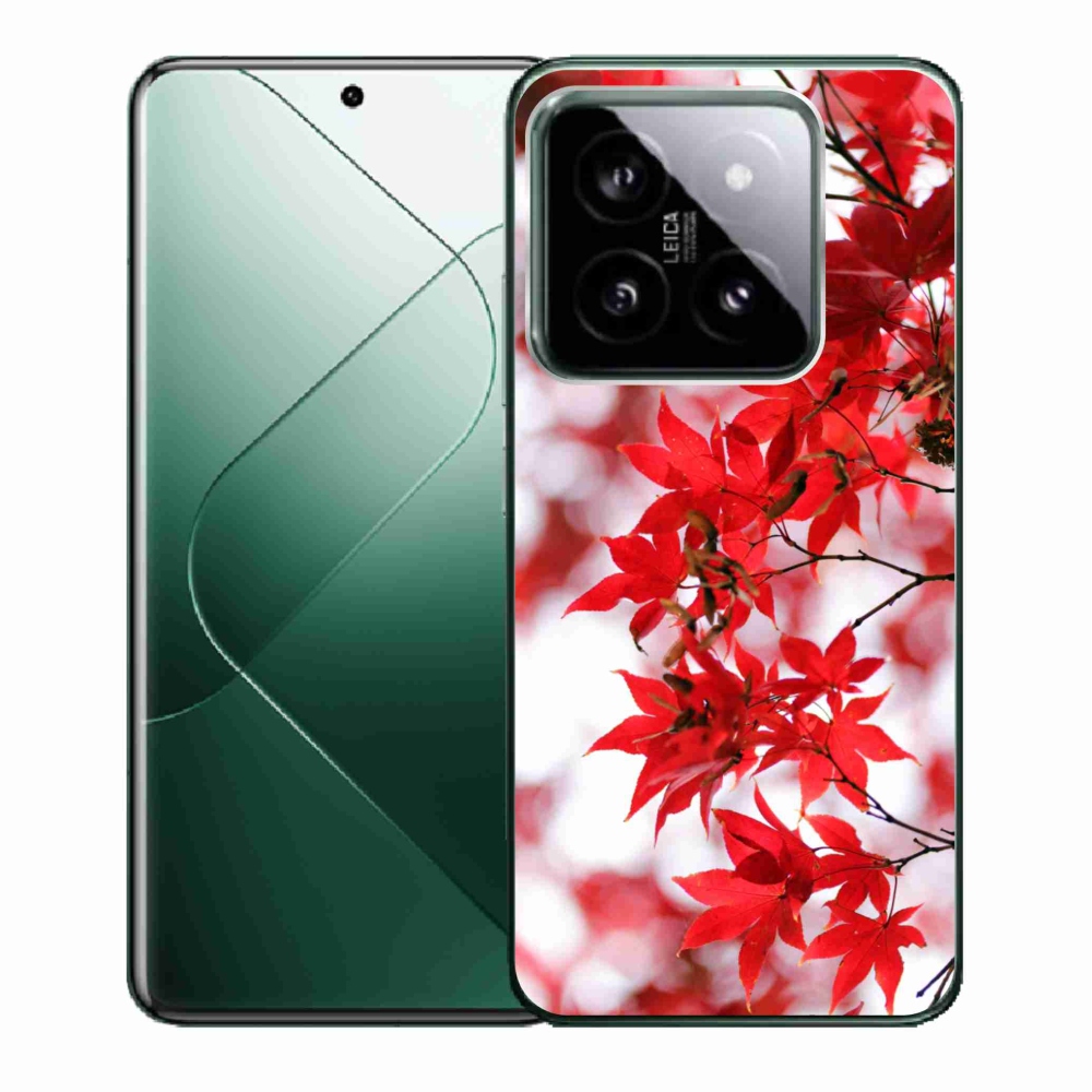 Gél borító mmCase a Xiaomi 14 - piros levelek számára