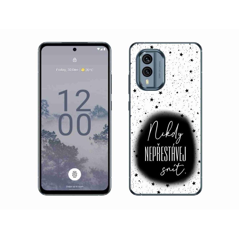 Zselés borítás mmCase a Nokia X30 5G készülékhez - idézet 1 fekete-fehér háttérrel