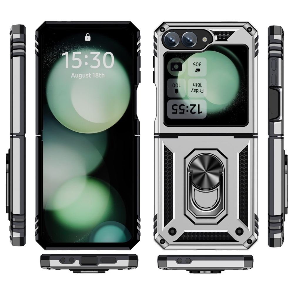 Gyűrűálló borítás Samsung Galaxy Z Flip6 5G / Z Flip7 FE 5G készülékhez - ezüst színű