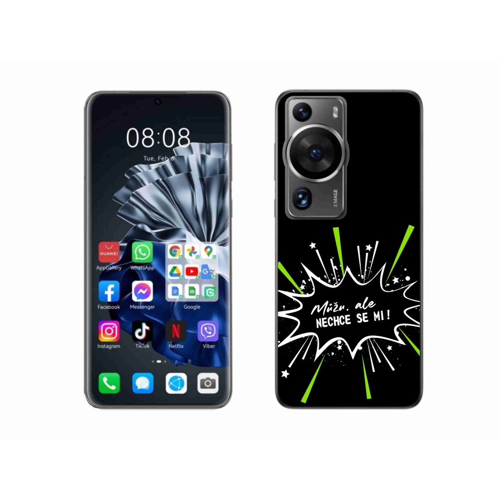 Gél borító mmCase a Huawei P60 Pro készülékhez - vicces szöveg 11 fekete háttér