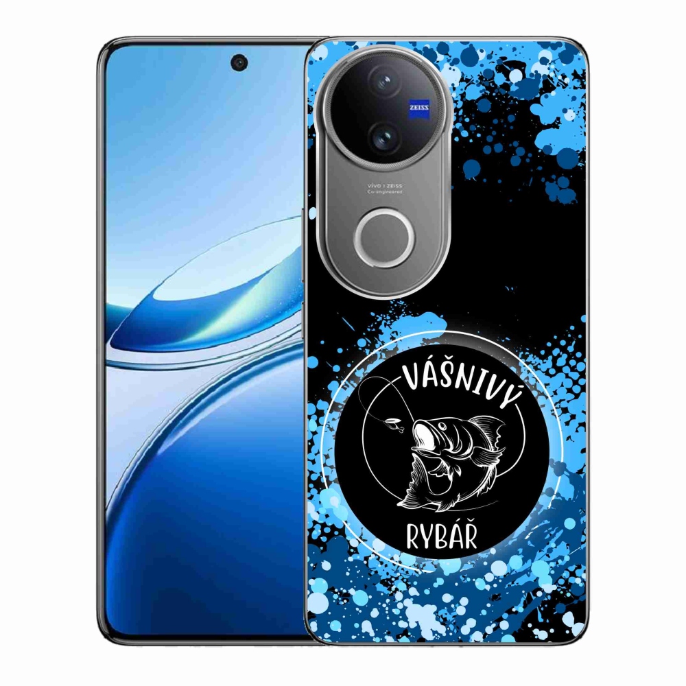 Gél borító mmCase a Vivo V50 5G-n - szenvedélyes halász fekete háttérrel