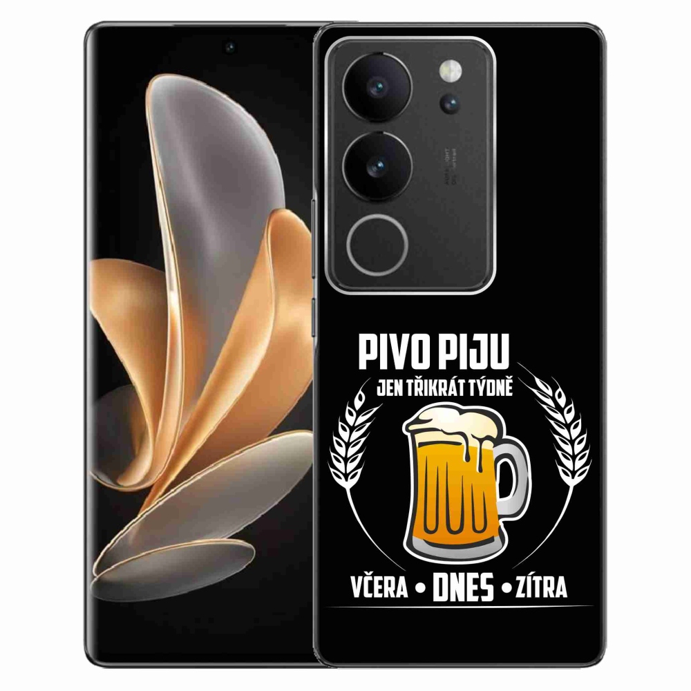 Gél borító mmCase a Vivo V29 5G készülékhez - sör motívum fekete háttérrel
