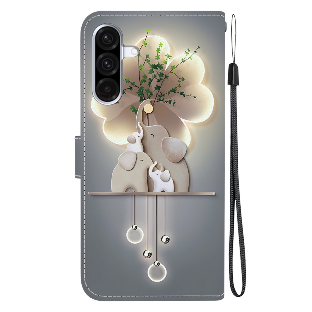 Sokoldalú könyvtáska Samsung Galaxy A36 5G/A56 5G - elefántokhoz