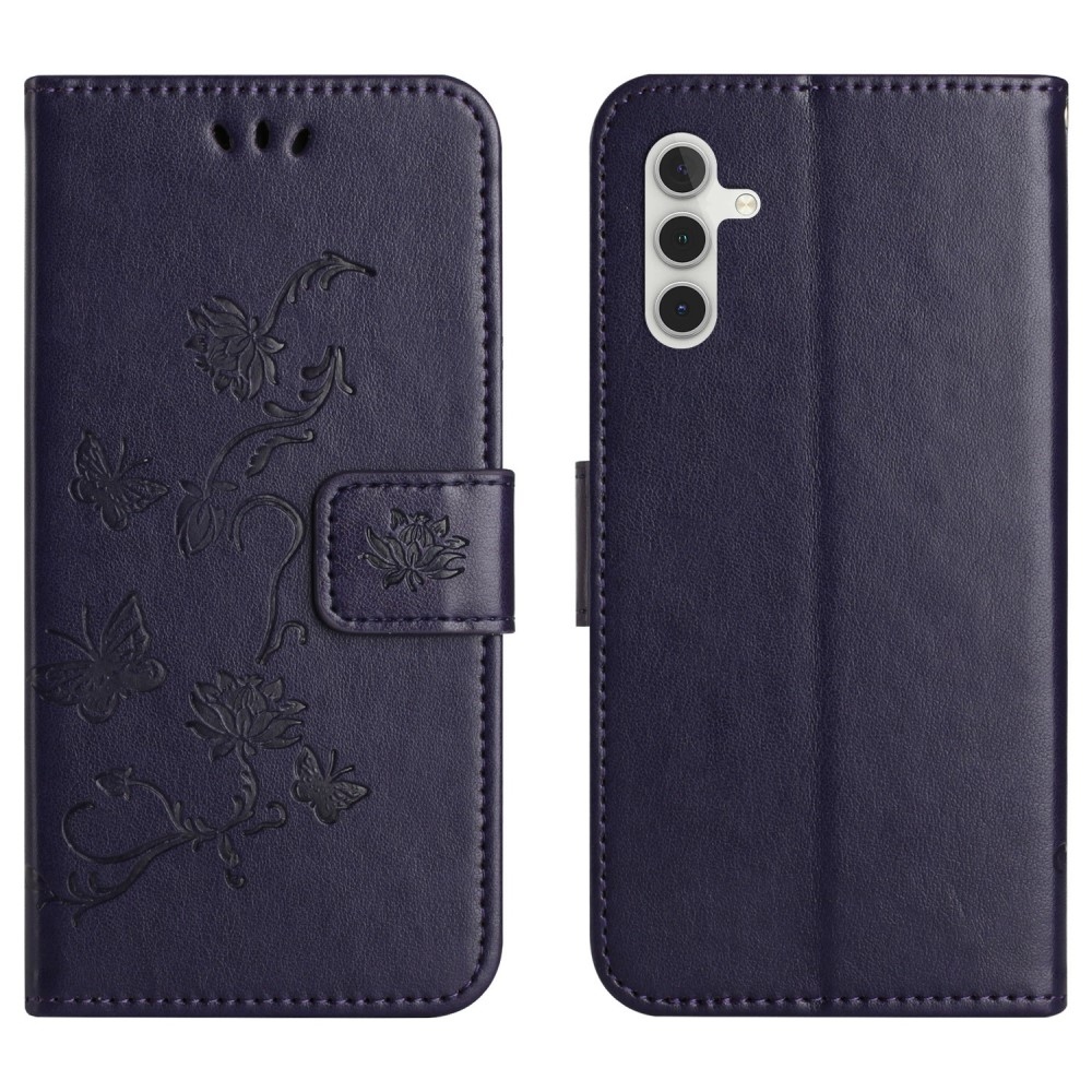 Virágos könyvtáska Samsung Galaxy A26 5G - sötétlila