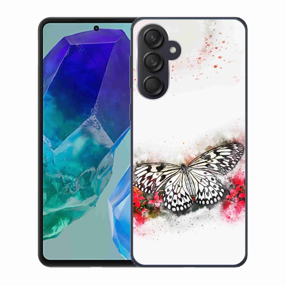 Zselés borítás mmCase Samsung Galaxy M55 5G - fekete-fehér pillangóhoz