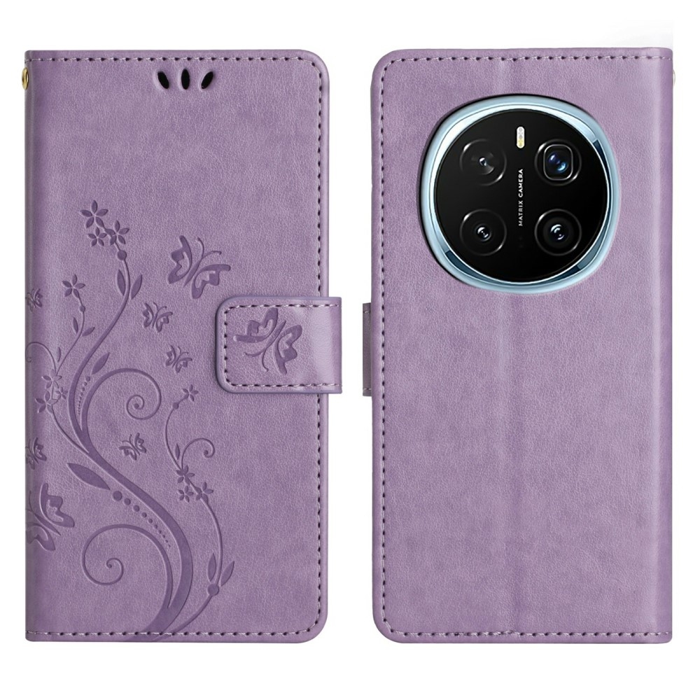 Virágok könyv tok Honor Magic 7 Pro 5G - világos lila