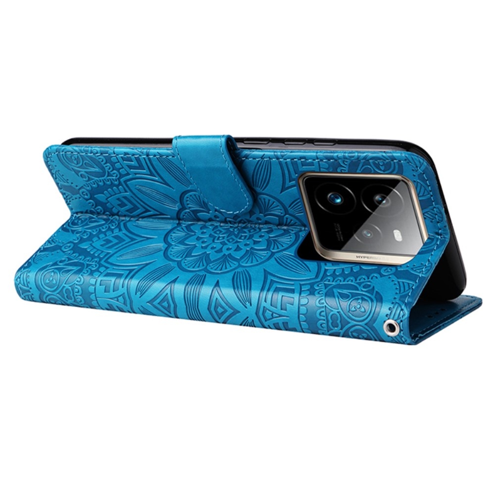 Napraforgó könyv tok Realme GT 7 Pro 5G-hez - kék