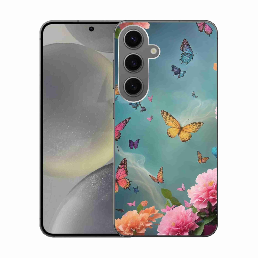 Gél borítás mmCase Samsung Galaxy S24 készülékhez - színes virágok és pillangók