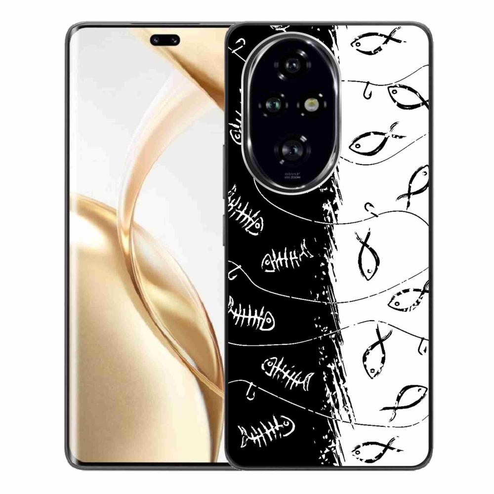 Zselés borítás mmCase a Honor 200 Pro 5G számára - csontvázak és halak