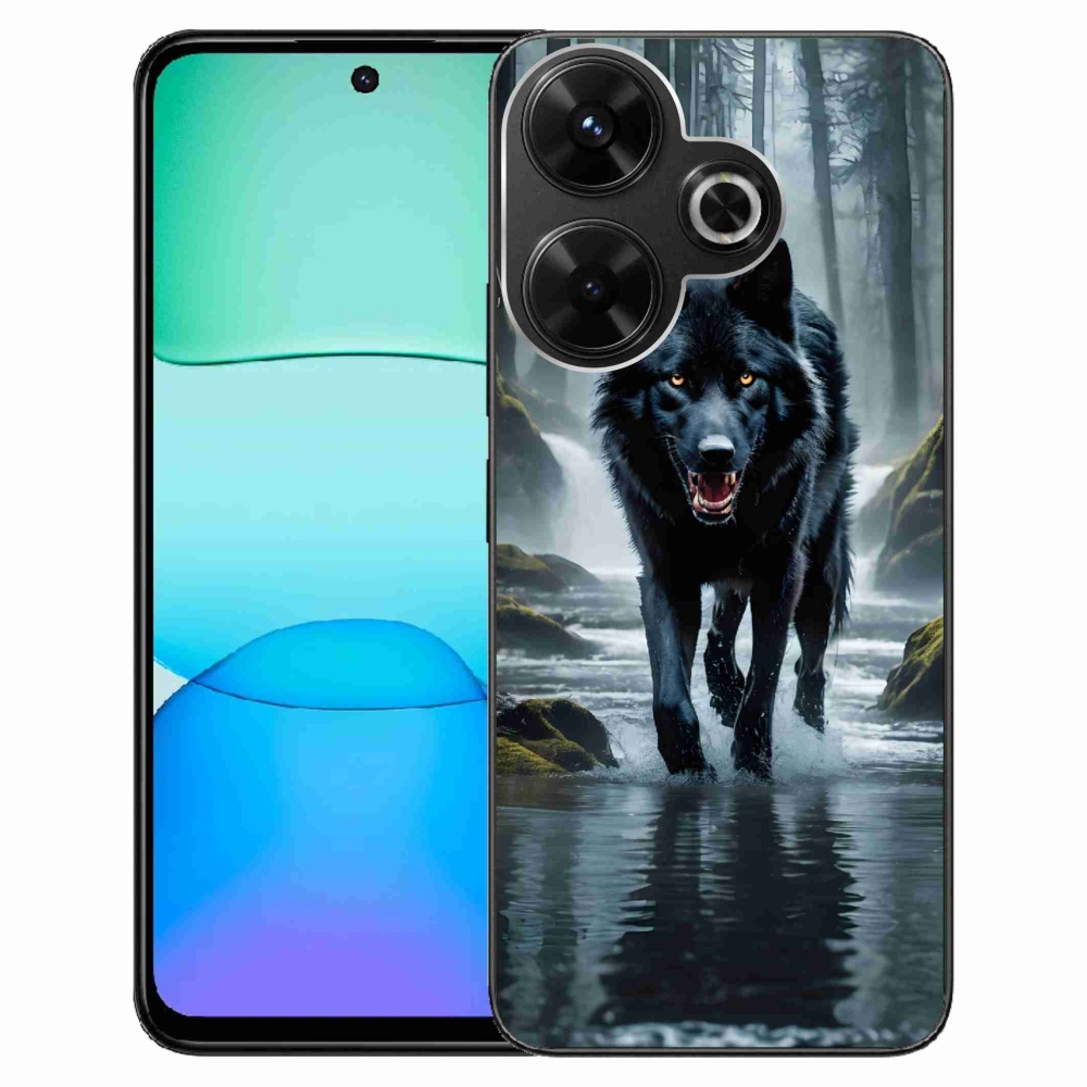Gél borítás mmCase a Xiaomi Redmi 13 4G/Poco M6 4G számára - fekete farkas