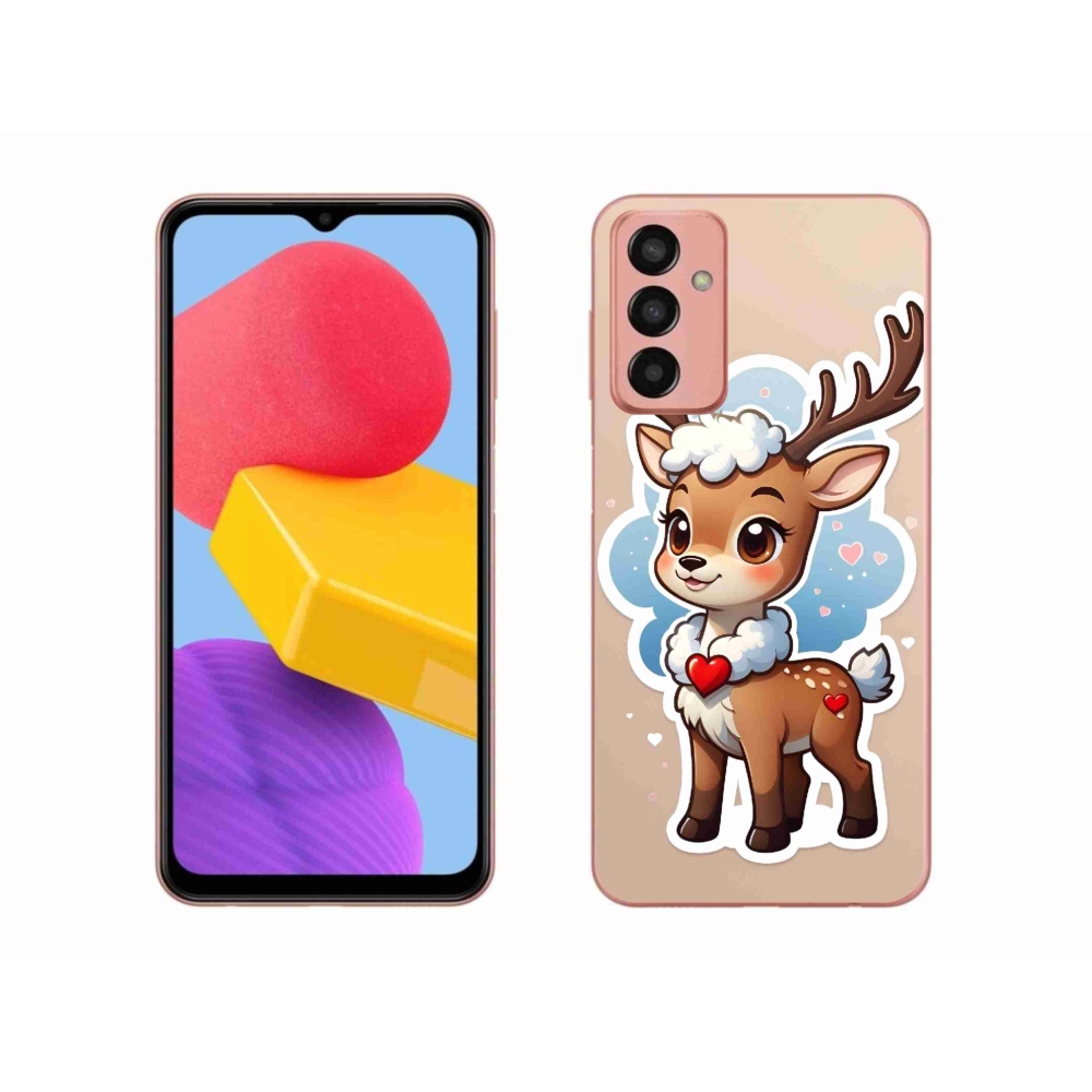 Zselés borítás mmCase Samsung Galaxy M13 készülékhez - rajzfilm rénszarvas