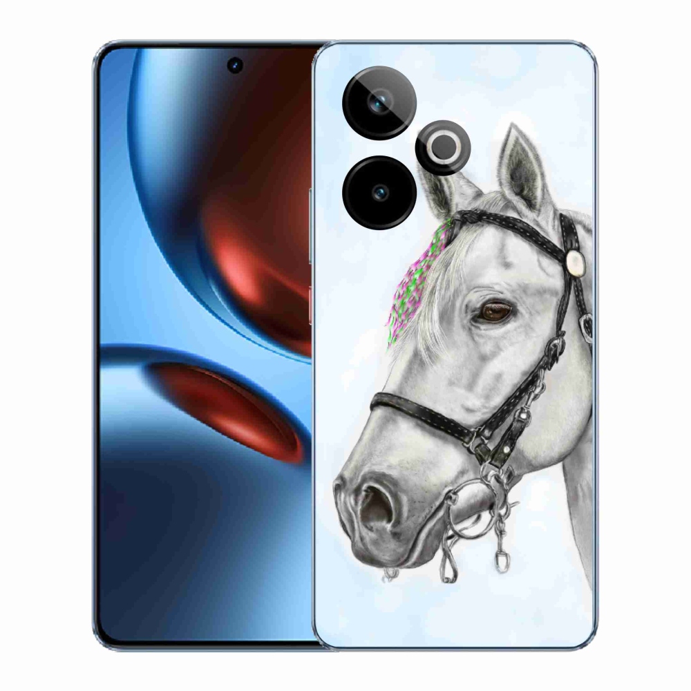 Rugalmas zselés tok mmCase képpel a Realme GT 7 5G/GT 7T 5G számára - fehér ló 1