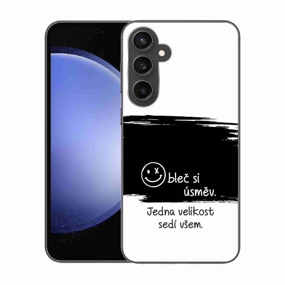 Gél borító mmCase Samsung Galaxy S23 FE készülékhez - vicces szöveg 8 fekete-fehér háttérrel