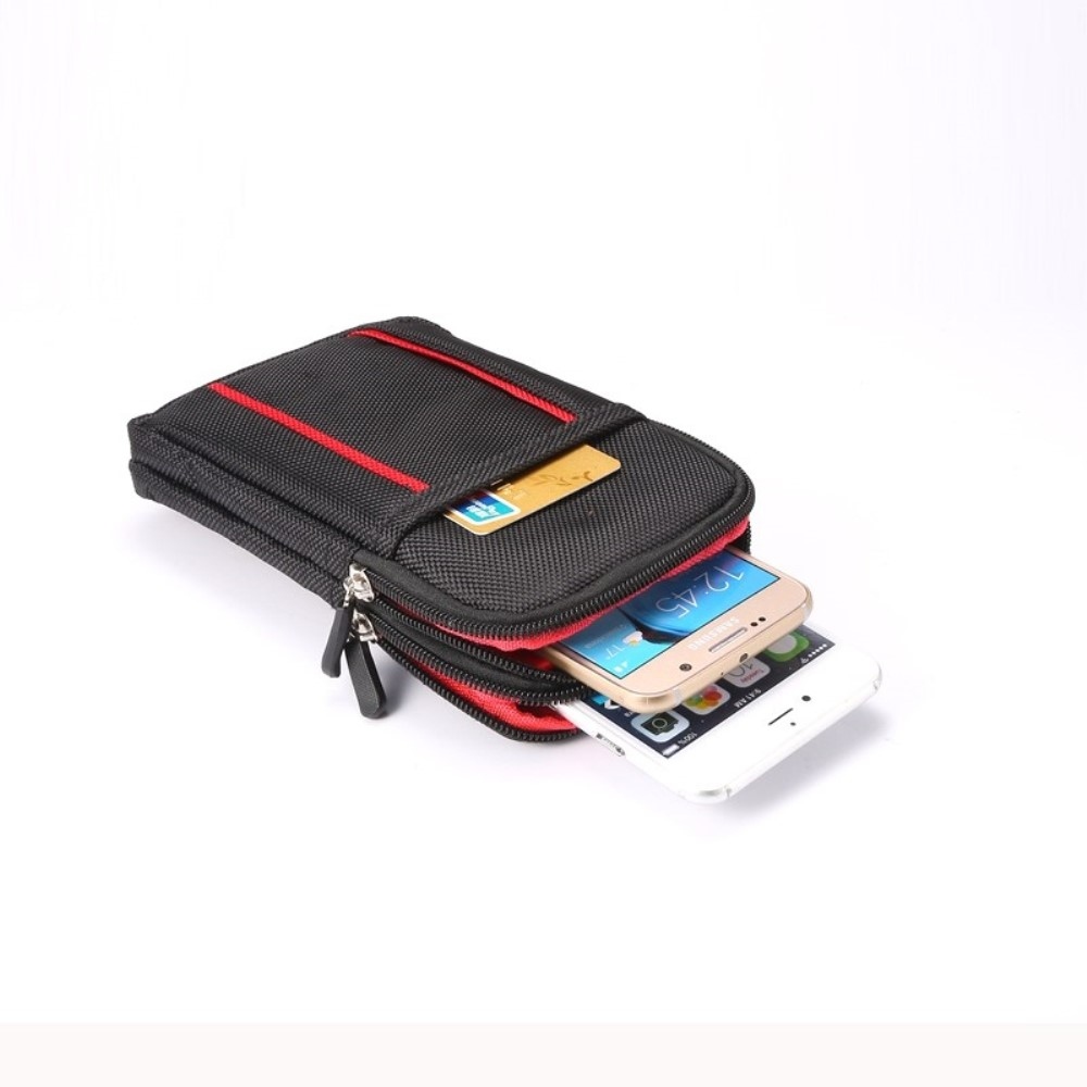 Hang univerzális övtáska 175 x 110 x 20 mm - fekete/piros