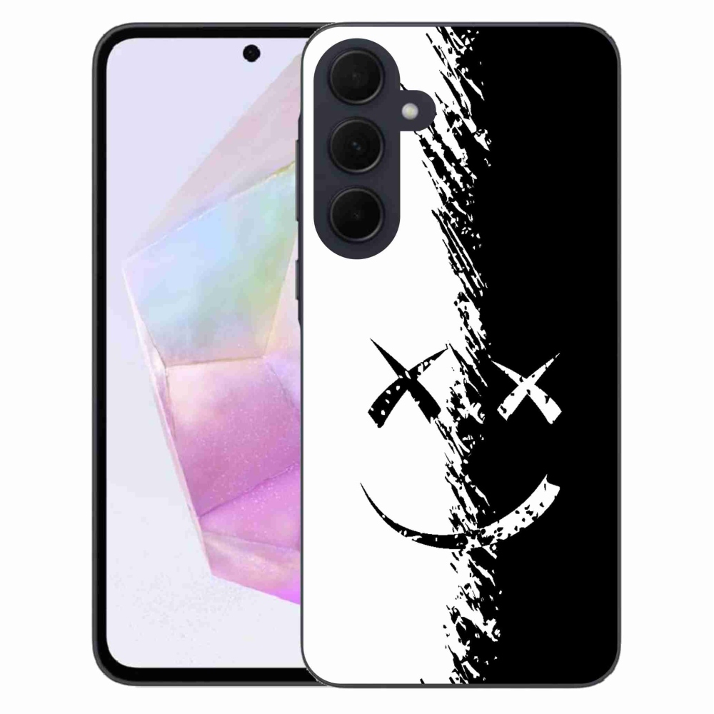 Gél védőhuzat mmCase Samsung Galaxy A35 5G - fekete-fehér mosolygóhoz