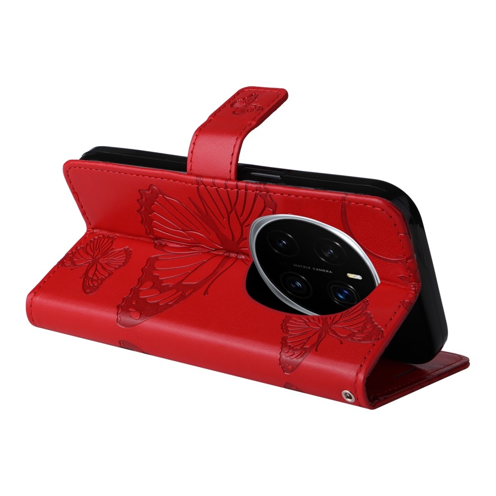 Nagy pillangó könyv tok a Honor Magic 7 Pro 5G számára - piros