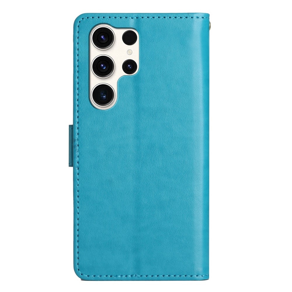 Virágok könyv tok Samsung Galaxy S25 Ultra készülékhez - kék