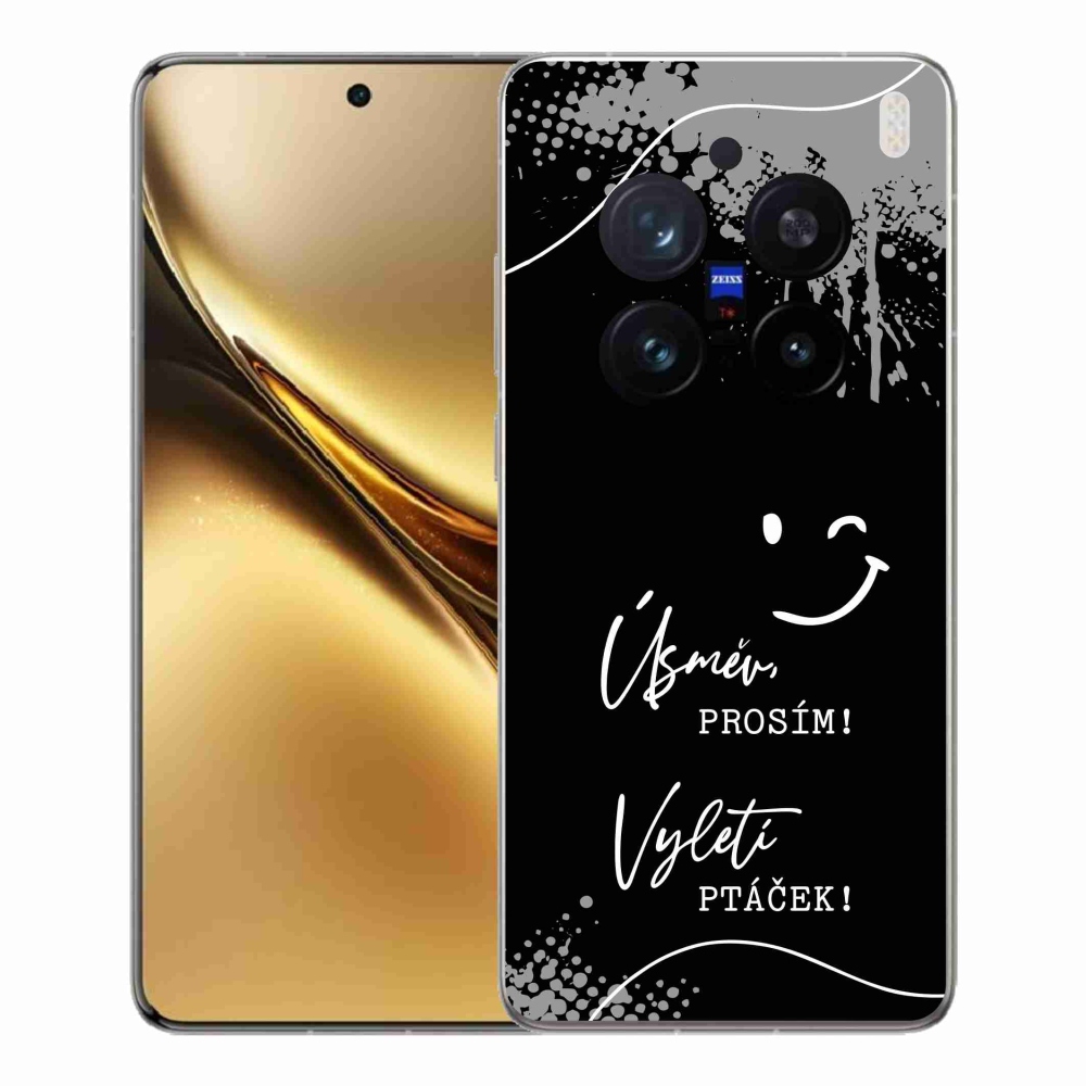 Zselés borító mmCase a Vivo X200 Pro 5G készülékhez - vicces szöveg 4 fekete háttérrel